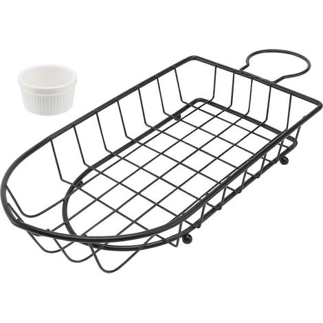 Support à frites en forme de bateau, ensemble de deux pièces, noir. (1/5)