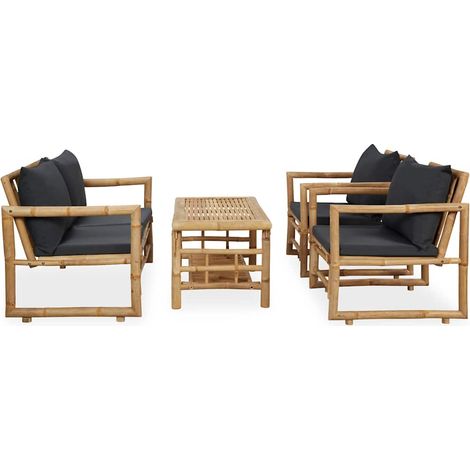 Maison Exclusive - 4-tlg. Garten-Lounge-Set mit Auflagen Bambus (1/5)