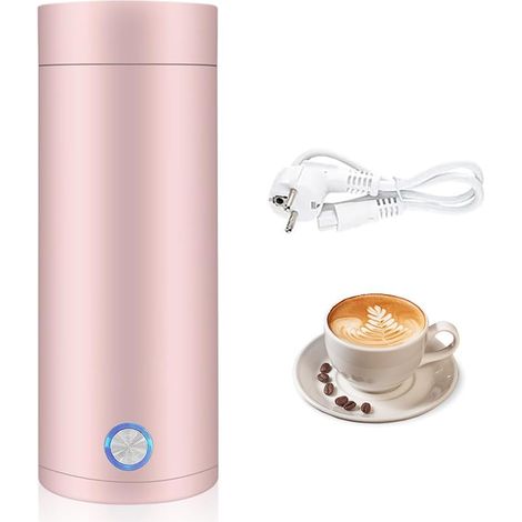 Elektrischer Mini-Reisewasserkocher, 400 ml, tragbarer Mini-Reisewasserkocher mit automatischer Abschaltfunktion, elektrischer Reisewasserkocher aus Edelstahl für Tee, Milch, Kaffee (Rosa) (1/5)