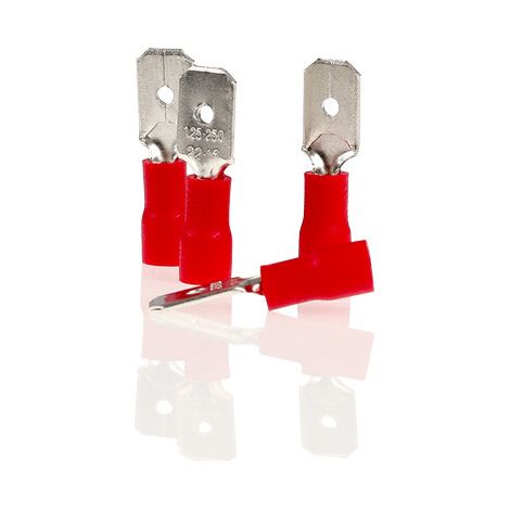 alca® Flachstecker rot 6,3mm 10St. Set 0,5-1,5 mm² teilisolierte Kabelschuhe Klemmkabelschuhe Quetschkabelschuhe Mechaniker, Kfz, etc.