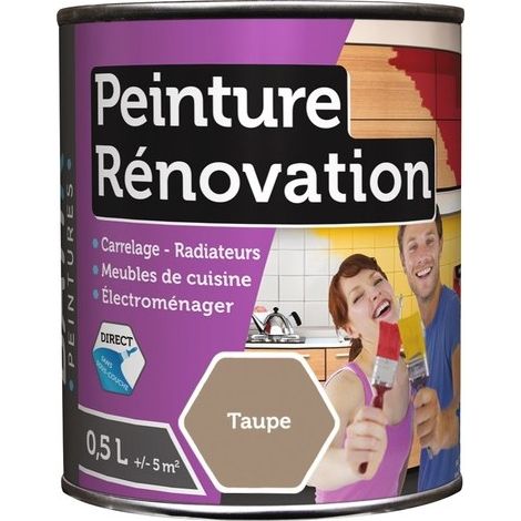 Peinture Spécial rénovation carrelage cuisine radiateur électroménager / litrage et coloris au choix - Taupe - 0.5 Litre.