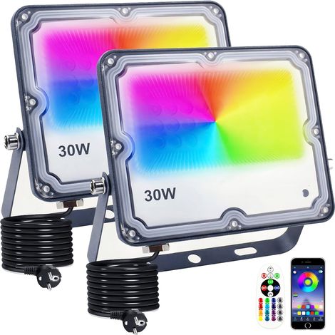 Projecteur LED RGB Exterieur 30W IP66 Etanche 16 Couleurs 4 Modes Spot LED Extérieur (1/5)