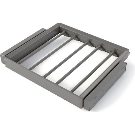 Kit de porte-pantalon à 7 tringles et rack ajustable pour armoires, glissières extension totale et à fermeture douce, Module 60cm, Finition Titane (1/5)