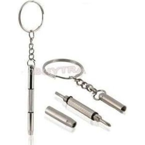 Tournevis multifonction 3-en-1 pour lunettes et montres, avec porte-clés intégré – Outil de réparation professionnel compact et pratique