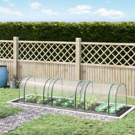 Mini serre tunnel tomate 3,5x1x0,8m, acier PVC haute densité anti-UV, 3 fenêtres zippées enroulables, pour potager, et vert transparent