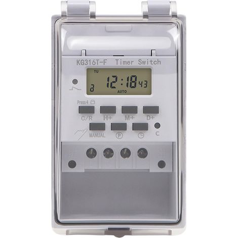Timer programmabile 220V 10A, timer digitale intelligente con schermo LCD e copertura trasparente impermeabile, timer elettronico da parete per uso domestico e industriale