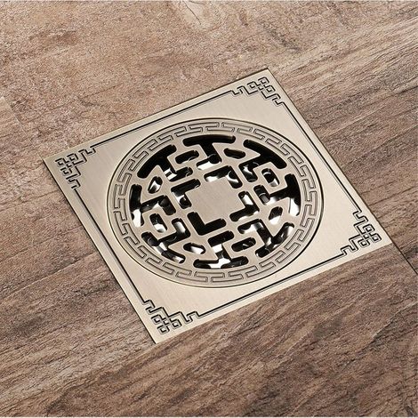 Drain de Douche Carre,Laiton Drainage de Douche 10x10 Caniveau de Douche Salle de Bains Anti Odeur Drain de Douche Antique (1/5)