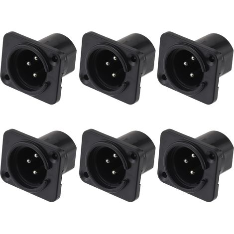 6 Connecteur XLR, Prise mâle 3 broches, Montage panneau, Cuivre nickelé, Audio pro