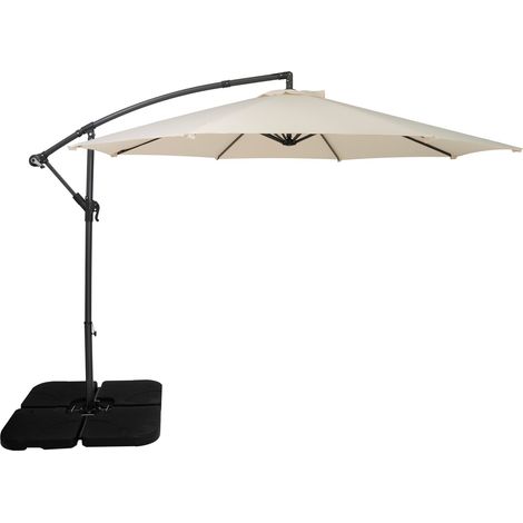 Ausleger-Sonnenschirm 3m Creme Hängend Quadratischer
