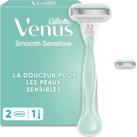 Rasoir Femme Smooth, 2 Recharges, Bleu (1/5)