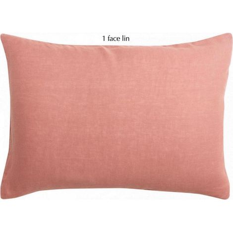 Taie d'oreiller rectangulaire coloris Blush pour lit de chambre à coucher 50 x 75 cm - PANGIVO (1/5)