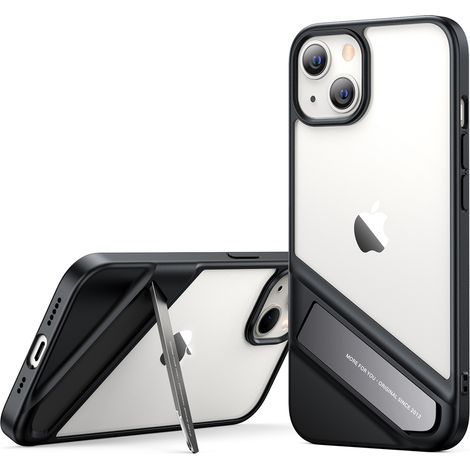 Custodia rigida con cornice in gel e supporto per iPhone 13, nera (1/5)