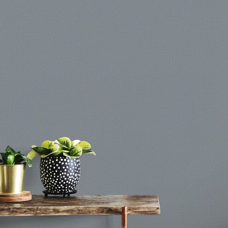 Papier peint scandinave intissé gris bleu | Tapisserie moderne bleu idéale bureau | Papier peint tendance uni pour couloir (1/4)