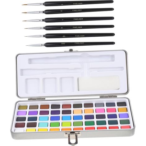 1 Ensemble Kit de Peinture Portable avec Couleurs Solides Pinceaux Pratique pour Artistes Débutants (1/5)