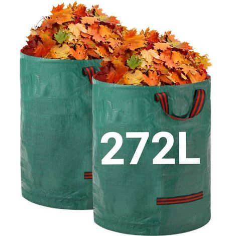 Robuste Gartenabfallsäcke - 272L x 2, wiederverwendbar mit Griffen und wasserdicht.