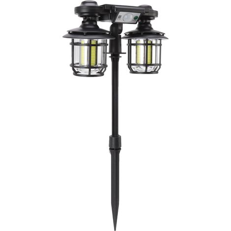 Lampe solaire d'extérieur 192 COB avec détecteur de mouvement, 3 modes, étanche, 2 têtes, applique murale solaire avec télécommande pour jardin ou porche (1/5)