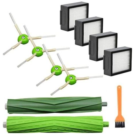 Pair Lot de 12 pièces de Rechange pour aspirateur Robot IRobot Roomba Combo I5 I5+ J5 J5+ I7 I7+ I8 I8+, 2 brosses principales, 4 filtres HEPA, 4 brosses latérales (1/4)