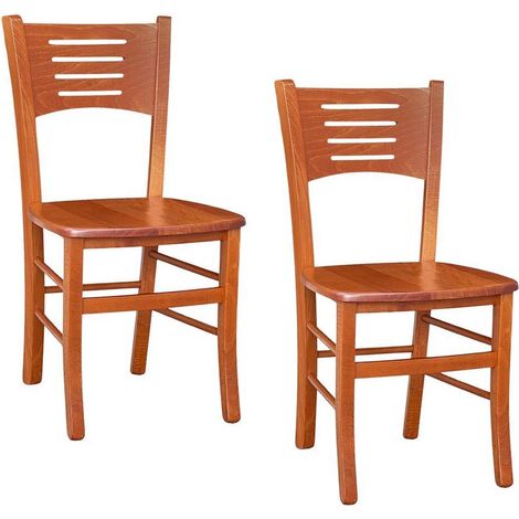 Chaise Amelia en merisier avec assise en bois massif x 2 (1/5)