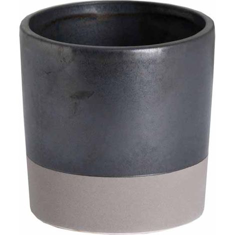 Planter - Ceramic - L11 x W11 x H12 cm - Metallic Grey