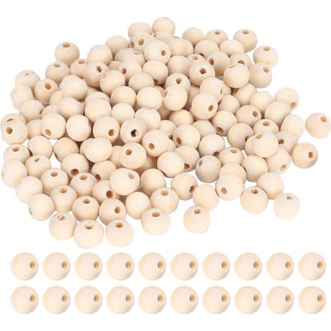 5 Bag Wood Beads Round HandMade DIY Unfinished Handcrafted Supplies 4mm/6mm/8mm/10mm(Couleur naturelle 10 mm 100 pièces) (1/5)