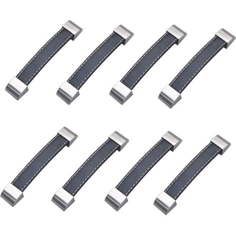 8Pcs Poignée de Cabinet Poignées de Porte de Tiroir,Poignée de Cabinet Doux en Cuir PU pour Portes Armoires Armoires Valise,128mm