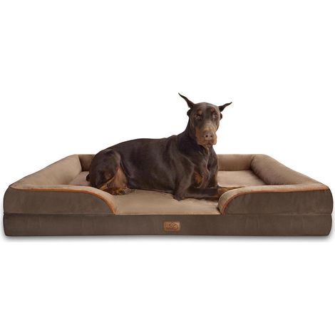 Hundebett orthopädisches Hundesofa L 134 x B 106 x H 20 cm Braun (1/5)