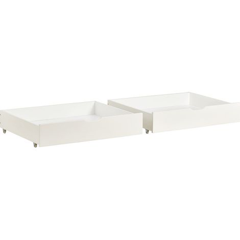 Fortuna Lai – Lot de 2 tiroirs de lit 93x67x17cm – Espace de rangement sous le lit en MDF – Roulettes pour déplacement facile – Blanc (1/5)