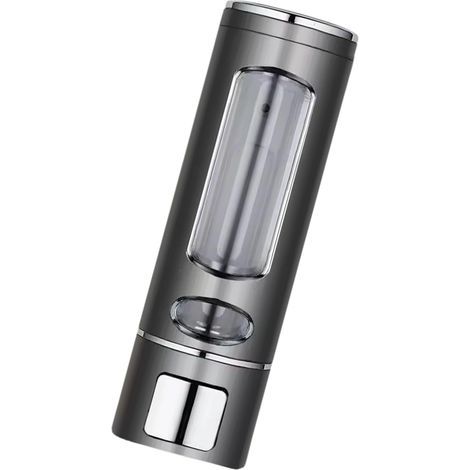 Wall-mounted soap dispenser, 400 ml (1 piece) - Push-button type - ABS material - Screws included (black) (1/5)