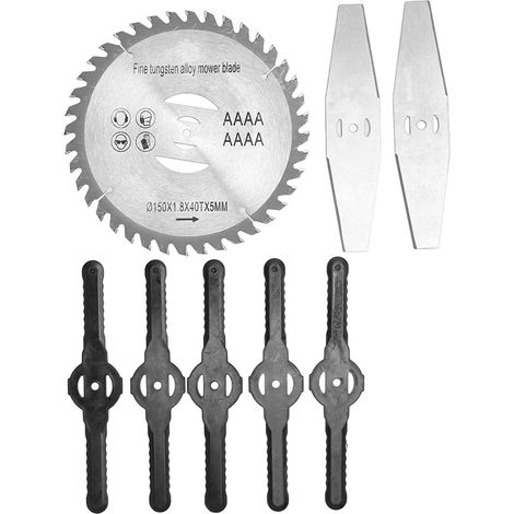 150-mm-Trimmerklingenköpfe, 6-Zoll-Legierungsklingen, 5 schwarze Kunststoffklingen für Lithium-Freischneider (1/5)