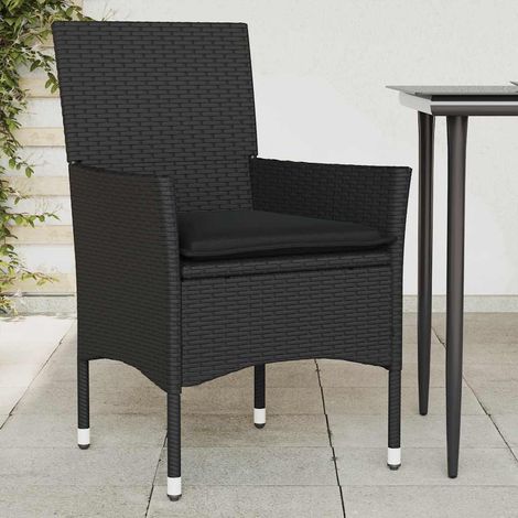 Teenpull – Gartenstühle mit Kissen 2 Stk. Schwarz Poly Rattan (1/5)