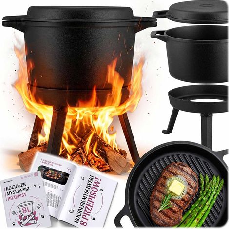 Pentola in ghisa sfoderabile da 8 litri + padella con grill BD-480 348000 (1/5)