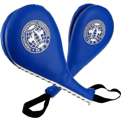 Lot de 2 cibles de frappe pour taekwondo, résistantes et idéales pour l'entraînement au kickboxing, au karaté et aux arts martiaux (TKD), bleu. (1/5)