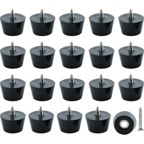 20pcs Patin Pied Chaise Meuble Caoutchouc Tampon Pare-choc Embout Jambe Protection Imprimante Avec Rondelle Métal Vis D24x19xH15mm (1/5)