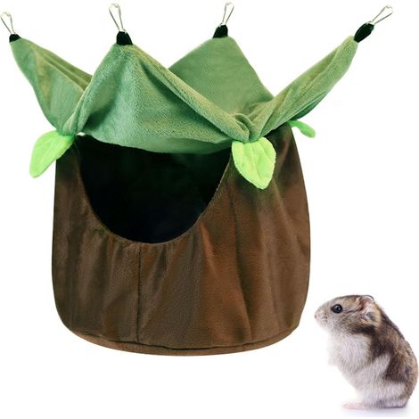 Hamac pour animaux de compagnie - Accessoires pour hamster - Cage suspendue pour petits animaux avec crochets, douce et chaude - Pour écureuils, chinchillas et hamsters.
