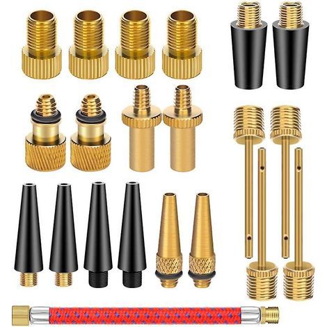 21 adattatori per valvole in ottone, ago per pompa a palloni, adattatori per valvole di pneumatici da bicicletta, strumenti di pompaggio, adattatore per valvola, accessori (1/5)
