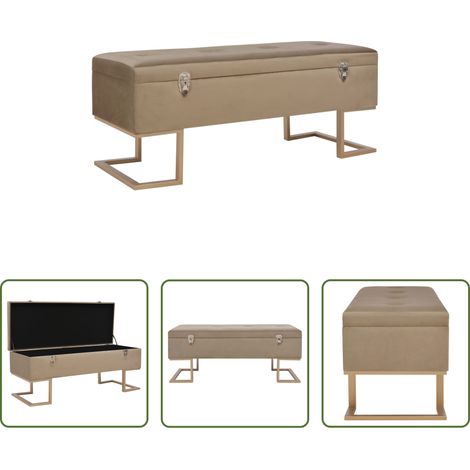 vidaXL Wohnzimmerbank - Bank mit Staufach 105 cm Beige Samt (1/5)