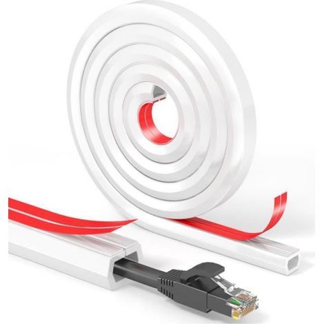 2M Auto-adhésif Cache-câble,Cache-câble en PC Souple,Cache-câble Mural,Cache-câble TV Mural pour système de Gestion des Cache Cable (1/4)