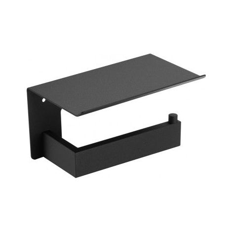 MEDICLINICS AI2005B AURA Portarrollos con Estante Negro Mate Papel Higiénico - ref: AI2005B