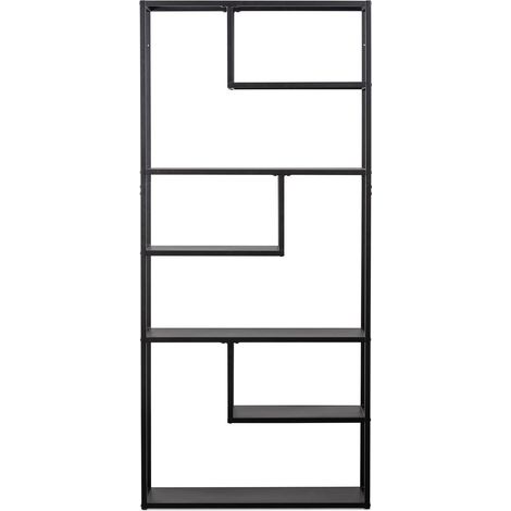 Bibliothèque design 85x35x188 cm en métal noir - MAELO (1/5)