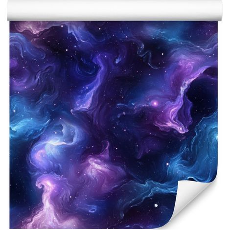 Papier peint aquarelle galaxie bleu marine et bleu, détails fins 50x1000 cm (1/5)