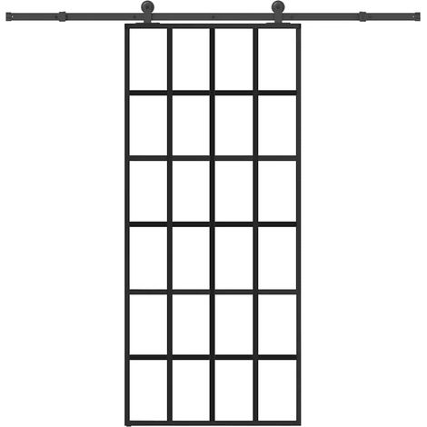 Schiebetür mit Beschlag 90x205 cm ESG-Glas & Aluminium