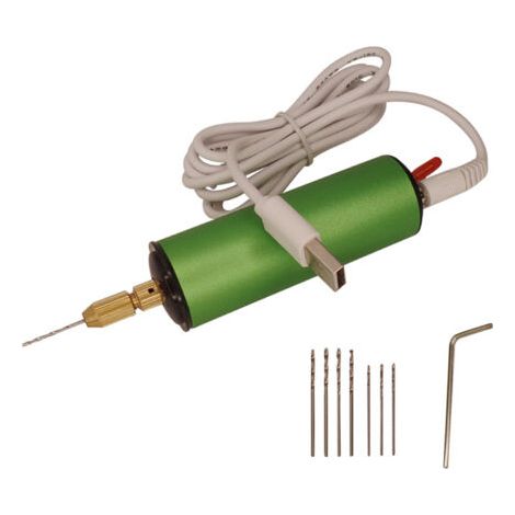 Mini perceuse électrique réglable de 0,8 à 1,2 mm avec 8 forets de 0,8 mm et 1,1 mm pour bijoux, produits en aluminium, porte-clés en bois, fabrication de moules en résine Vert (1/5)