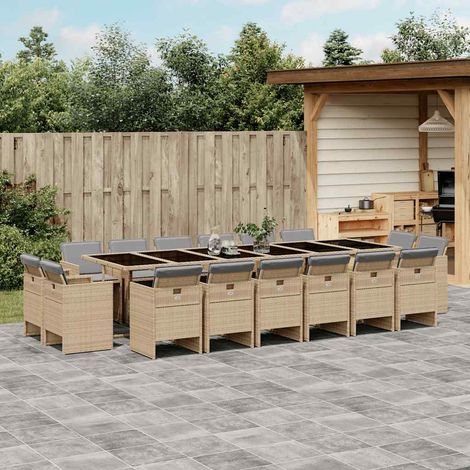 Ensemble à manger de jardin et coussins 17 pcs-Salon de jardin mélange beige 703417 (1/5)