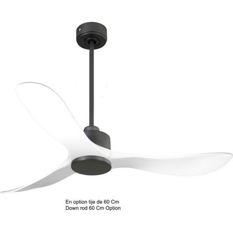 Modulo de KlassFan - Ventilateur de plafond DC sans Lumière Blanc et gris basalte, thermostat idéal pour 25 à 40 m²