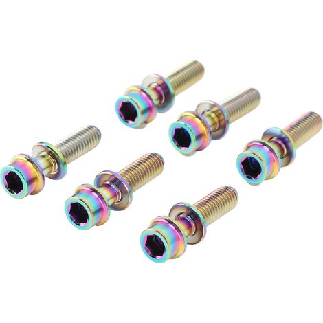 Lot de 6 vis de potence de vélo en alliage de titane M5x20 mm avec rondelles, pour VTT et vélos de route, coloris variés. (1/5)