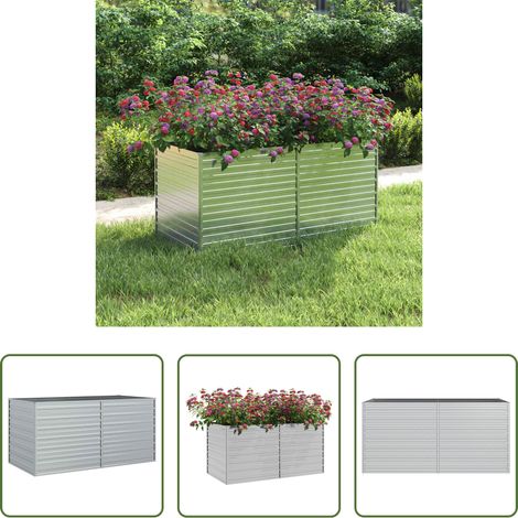 Lit surélevé - Lit surélevé de jardin 160x80x77 cm Acier galvanisé Argenté (1/5)