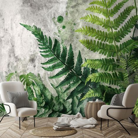 Vlies Fototapete Blätter 200x140 cm, Tapeten, für Wohn und Schlafzimmer, Vliestapete Wandtapete Tapete 3D Effekt- inkl. Kleister - tropisch botanisch Natur grün, WallArena (1/4)
