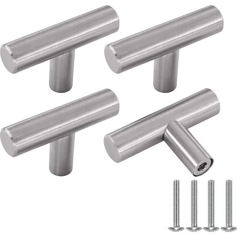 Lot de 4 Poignées Vintage en Acier Inoxydable Argenté Poignées pour Armoire et Coiffeuse, Avec Vis Inclus