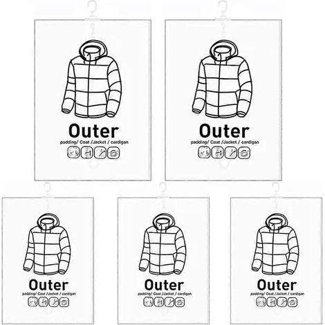 Lot de 5 sacs de rangement sous vide suspendus pour vêtements, anti-poussière, pour penderie ou couette (taille M). (1/5)