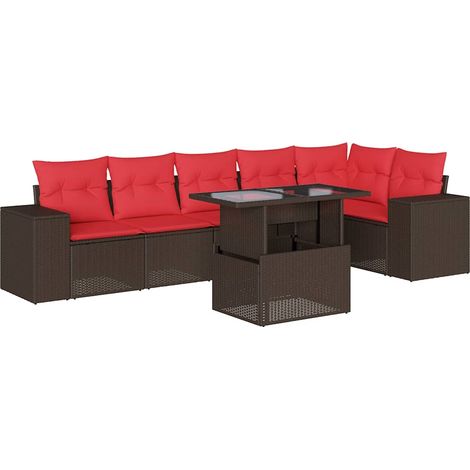 7-teiliges Gartensofa-Set mit Kissen, braun, Polyrattan vidaXL (1/5)
